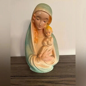 Antique Madonna and Child 10inch Chalkware- 1930s